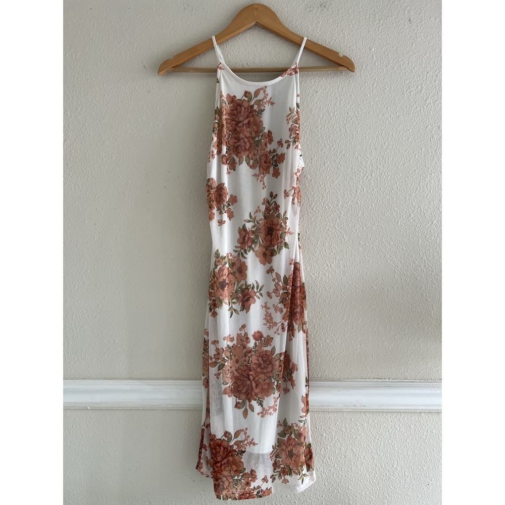 Scobe Mesh Floral Bodycon Midi Dress Size Small Y2K Feminine Romantic